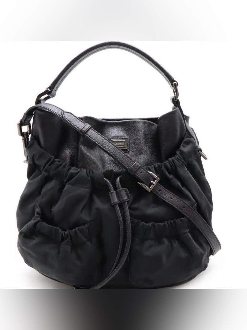 Burberry Black Gathered Drawstring Shoulder Bag